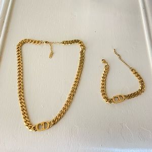 CD gold necklace and bracelet